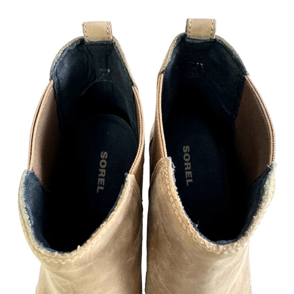 Sorel Leah Hidden Wedge Pull-On Tan Leather Ankle Booties Size 8 - Picture 11 of 16